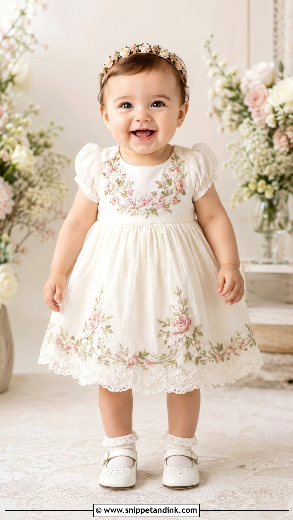 Baby Girl Dress With Floral Embroidery - Snippet and Ink - 25 Baby Girl Dresses for Wedding
