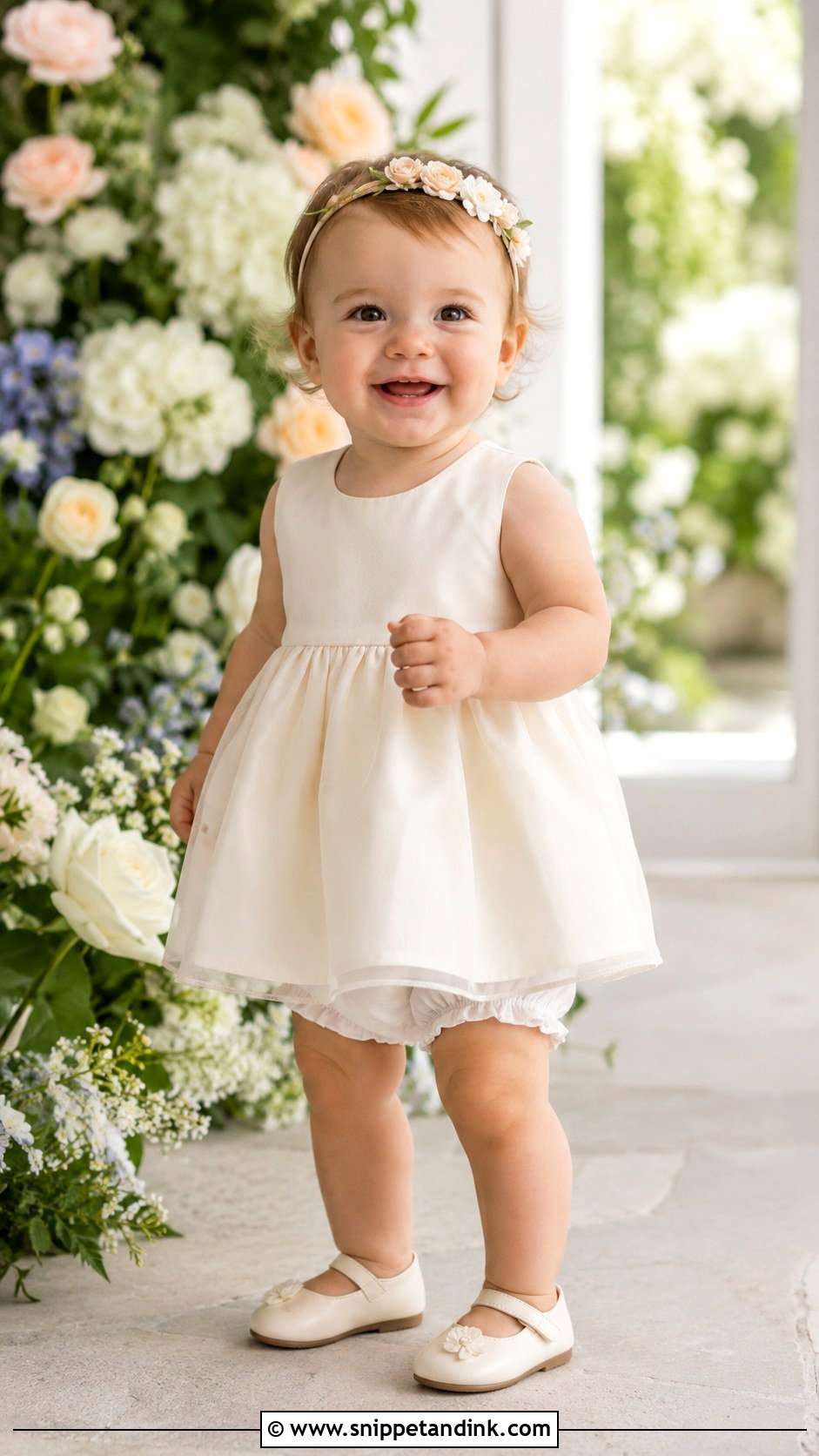 Baby Girl Floral Headband Dress Wedding Outfit - Snippet and Ink - 25 Baby Girl Wedding Outfit Ideas