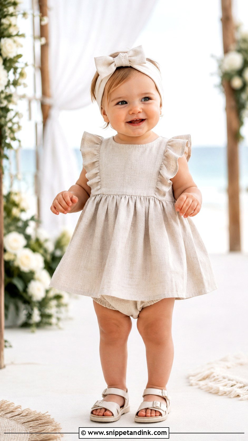 Baby Girl Linen Dress Wedding Outfit - Snippet and Ink - 25 Baby Girl Wedding Outfit Ideas