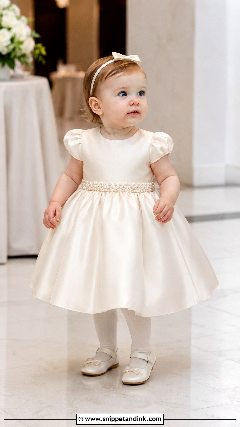 Baby Girl Pearl Detail Dress Wedding Outfit - Snippet and Ink - 25 Baby Girl Wedding Outfit Ideas