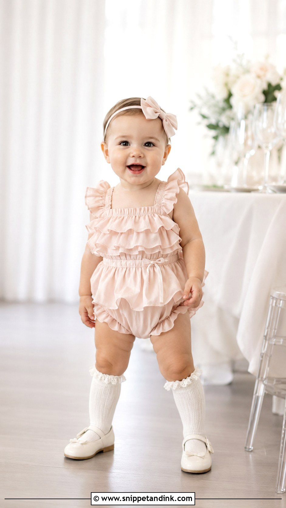 Baby Girl Ruffle Romper Wedding Outfit - Snippet and Ink - 25 Baby Girl Wedding Outfit Ideas