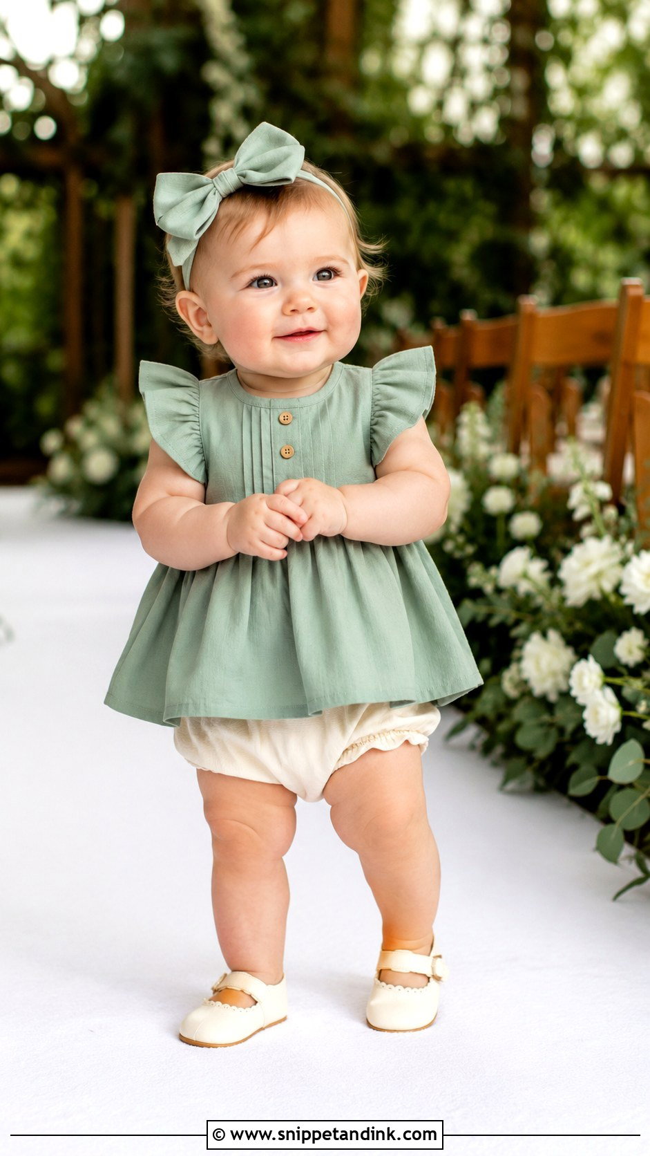 Baby Girl Sage Green Dress Wedding Outfit - Snippet and Ink - 25 Baby Girl Wedding Outfit Ideas