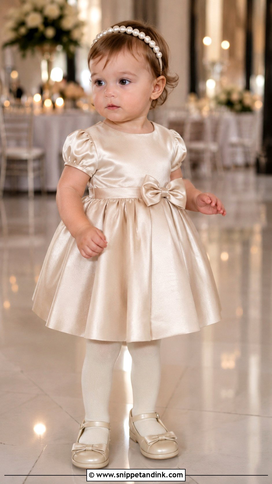 Baby Girl Satin Bow Dress Wedding Outfit - Snippet and Ink - 25 Baby Girl Wedding Outfit Ideas