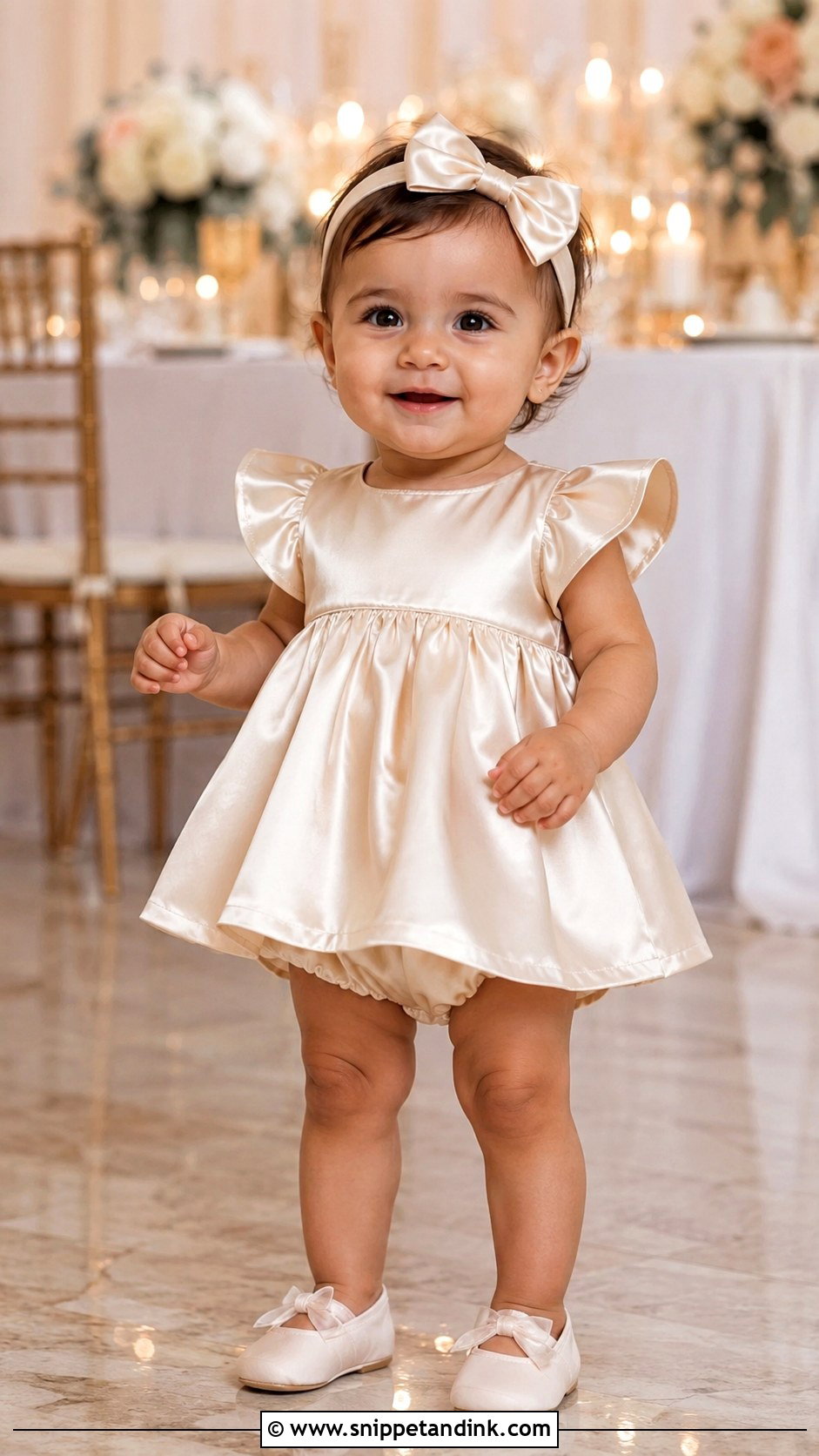 Baby Girl Satin Dress Wedding Outfit - Snippet and Ink - 25 Baby Wedding Outfit Ideas