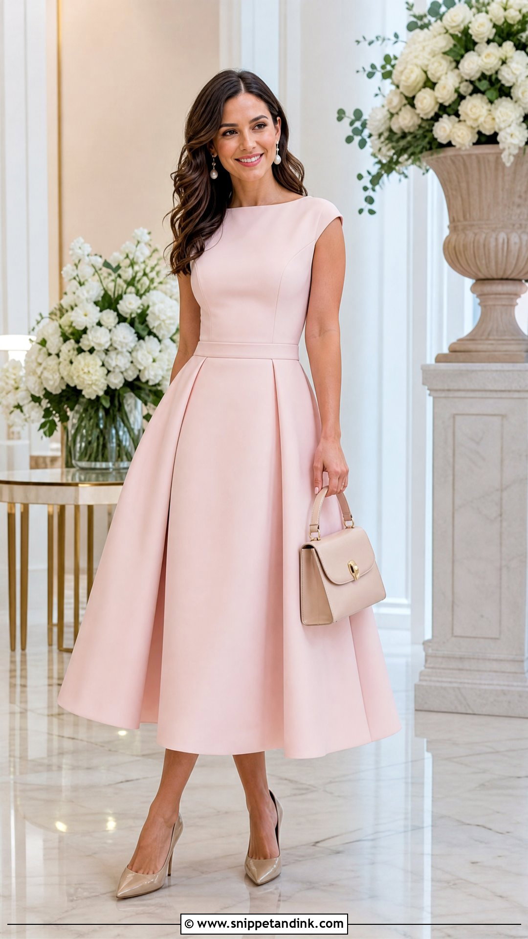 Baby Pink A Line Dress Wedding Outfit - Snippet and Ink - 25 Baby Pink Dress Outfit Wedding Ideas