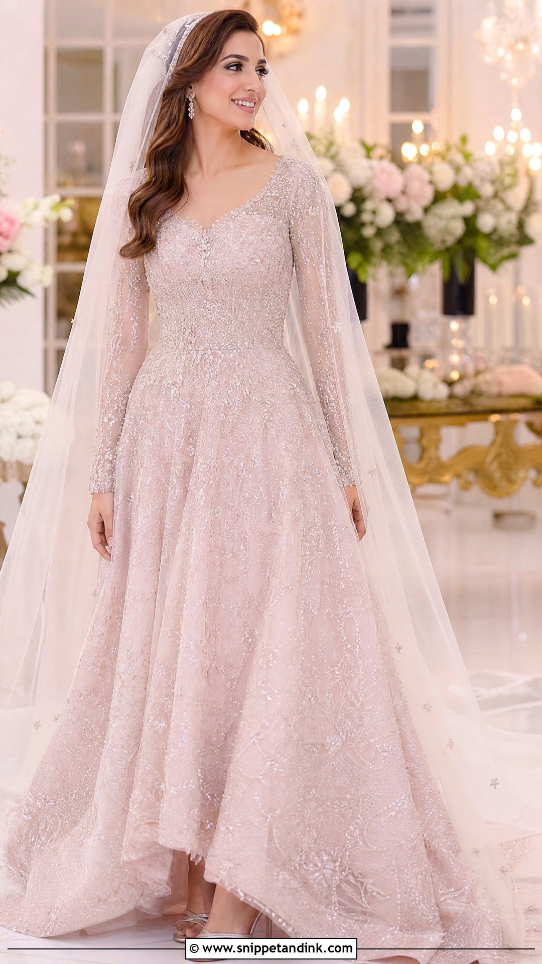 Baby Pink Beaded Wedding Dress - Snippet and Ink - 25 Baby Pink Wedding Dress Ideas