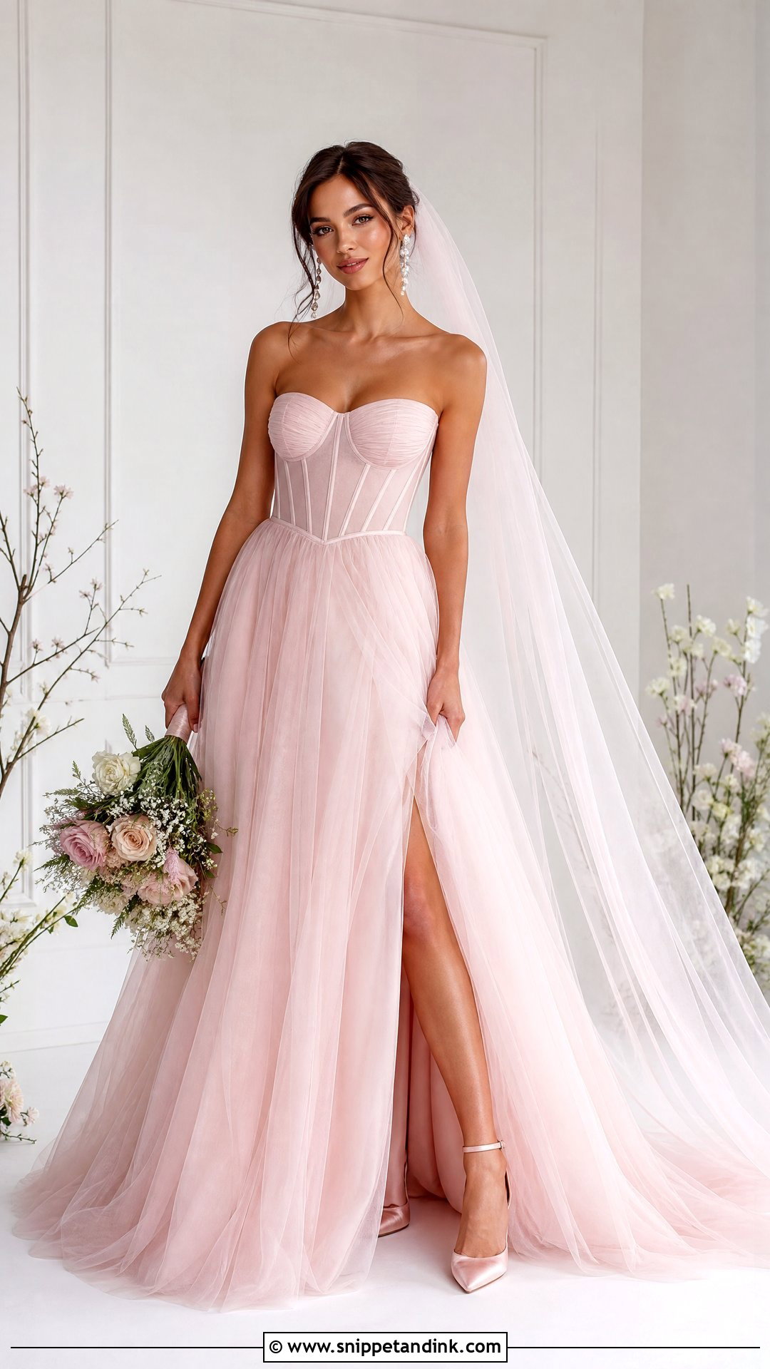 Baby Pink Corset Wedding Dress - Snippet and Ink - 25 Baby Pink Wedding Dress Ideas