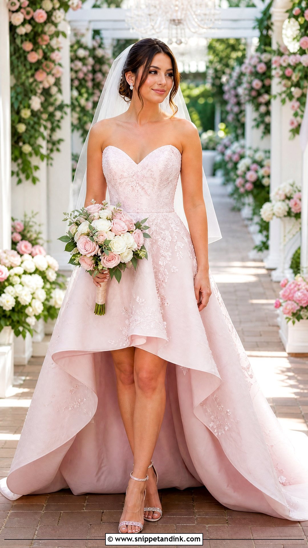Baby Pink High Low Wedding Dress - Snippet and Ink - 25 Baby Pink Wedding Dress Ideas