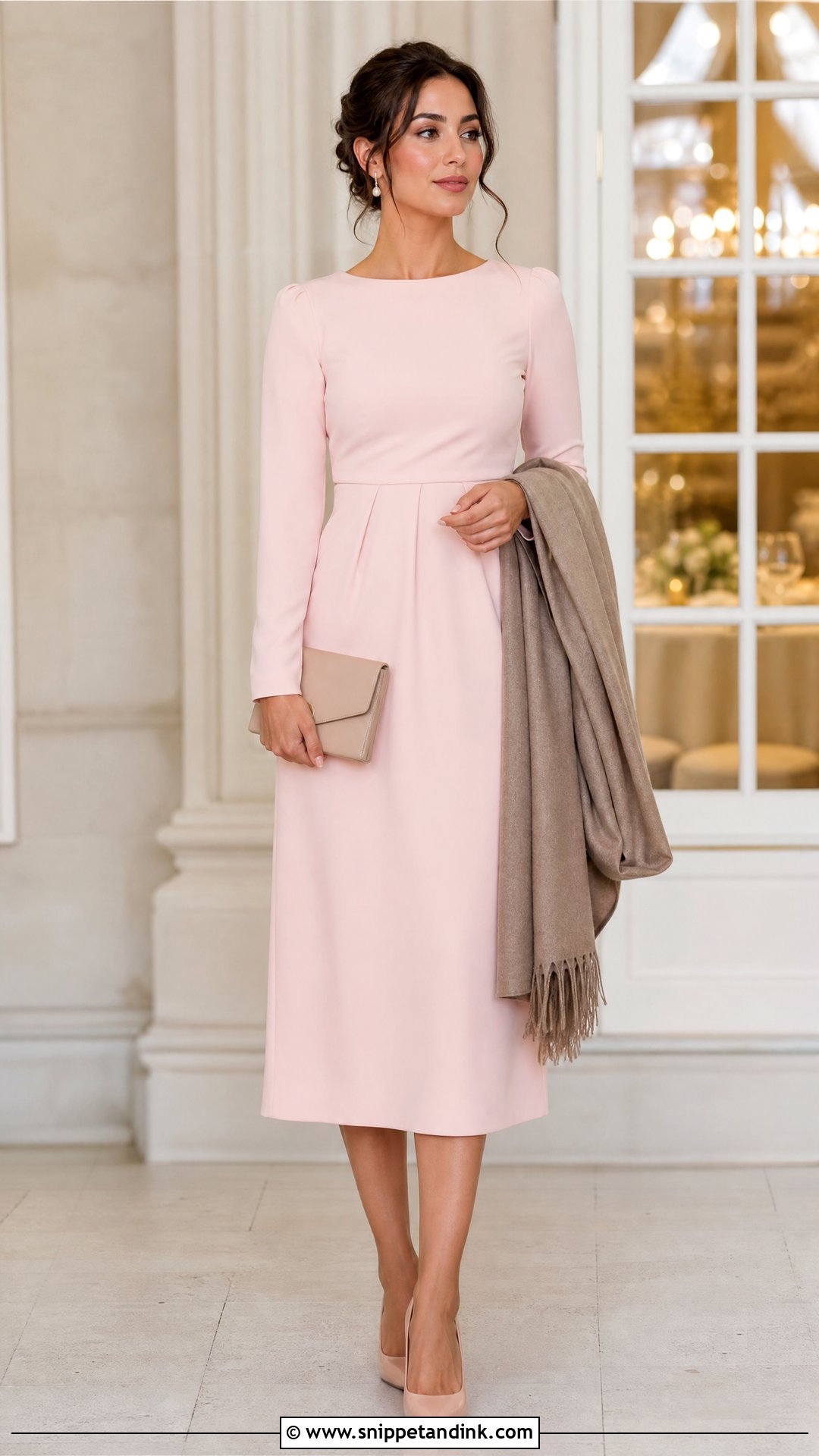 Baby Pink Long Sleeve Dress Wedding Outfit - Snippet and Ink - 25 Baby Pink Dress Outfit Wedding Ideas
