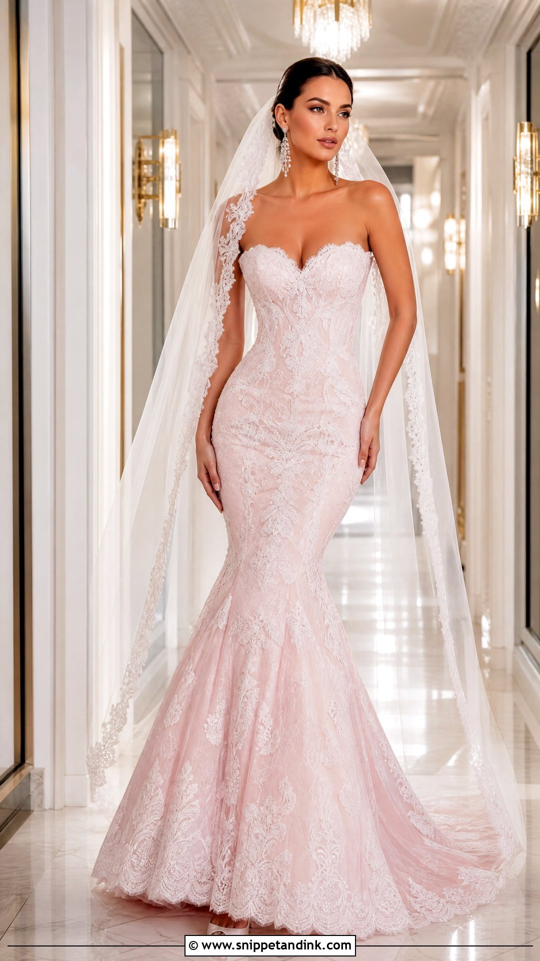 Baby Pink Mermaid Wedding Dress - Snippet and Ink - 25 Baby Pink Wedding Dress Ideas