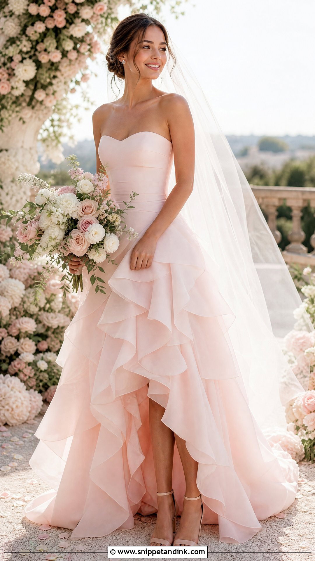 Baby Pink Ruffle Wedding Dress - Snippet and Ink - 25 Baby Pink Wedding Dress Ideas