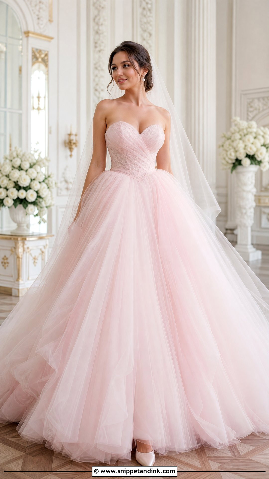 Baby Pink Tulle Ball Gown Wedding Dress - Snippet and Ink - 25 Baby Pink Wedding Dress Ideas