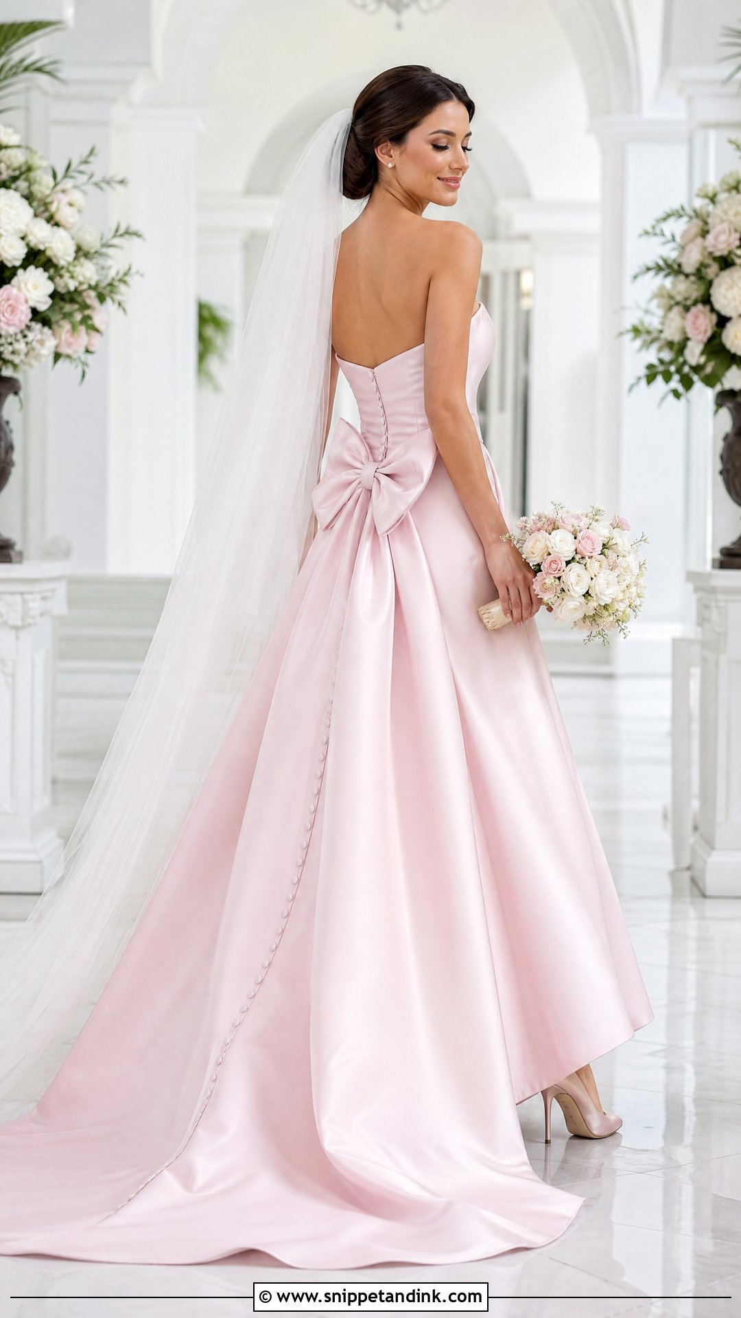 Baby Pink Wedding Dress With Bow - Snippet and Ink - 25 Baby Pink Wedding Dress Ideas