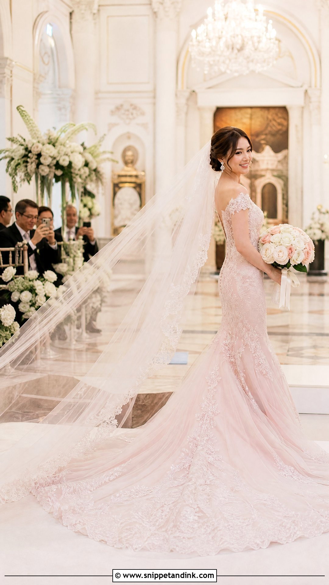 Baby Pink Wedding Dress With Train - Snippet and Ink - 25 Baby Pink Wedding Dress Ideas