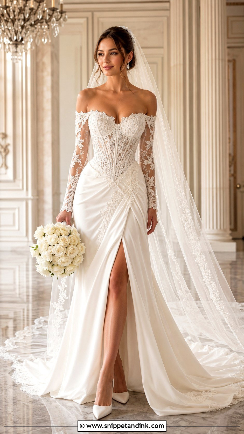 Baccara Wedding Dress With Cathedral Veil - Snippet and Ink - 20 Baccara Wedding Dress Ideas