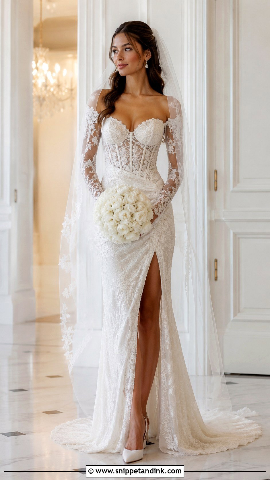 Baccara Wedding Dress With Fingertip Veil - Snippet and Ink - 20 Baccara Wedding Dress Ideas