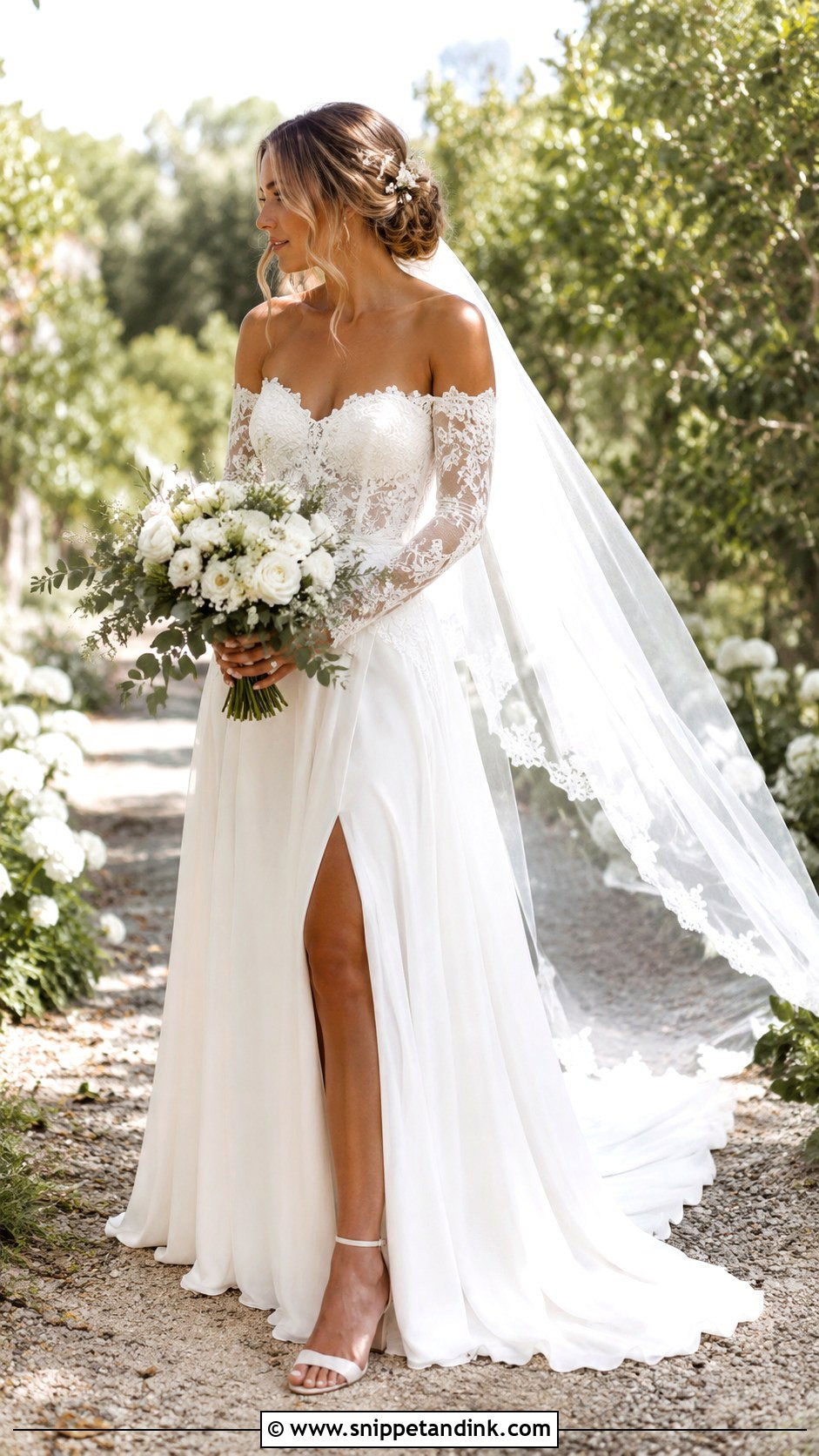 Baccara Wedding Dress With Floral Hair Pins - Snippet and Ink - 20 Baccara Wedding Dress Ideas
