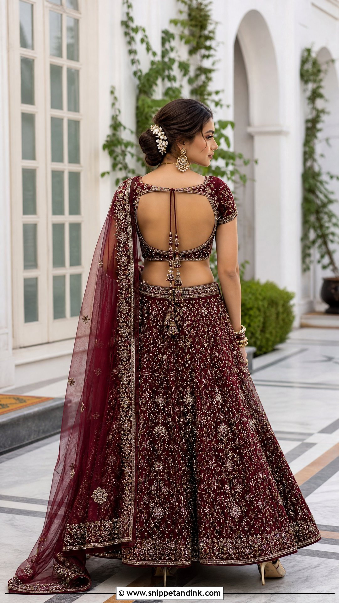 Back Facing Lengha Pose - Snippet and Ink - 25 Aesthetic Lengha Poses Ideas