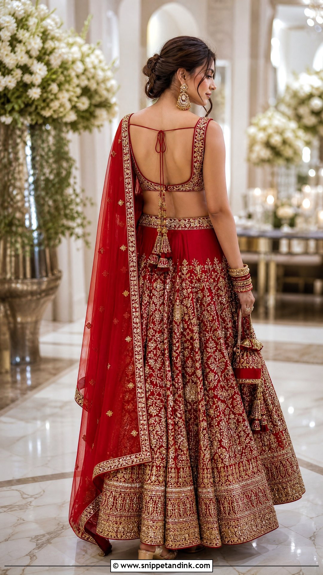 Backless Bridal Blouse With Dori And Tassels - Snippet and Ink - 25 Blouse Design for Bride Ideas