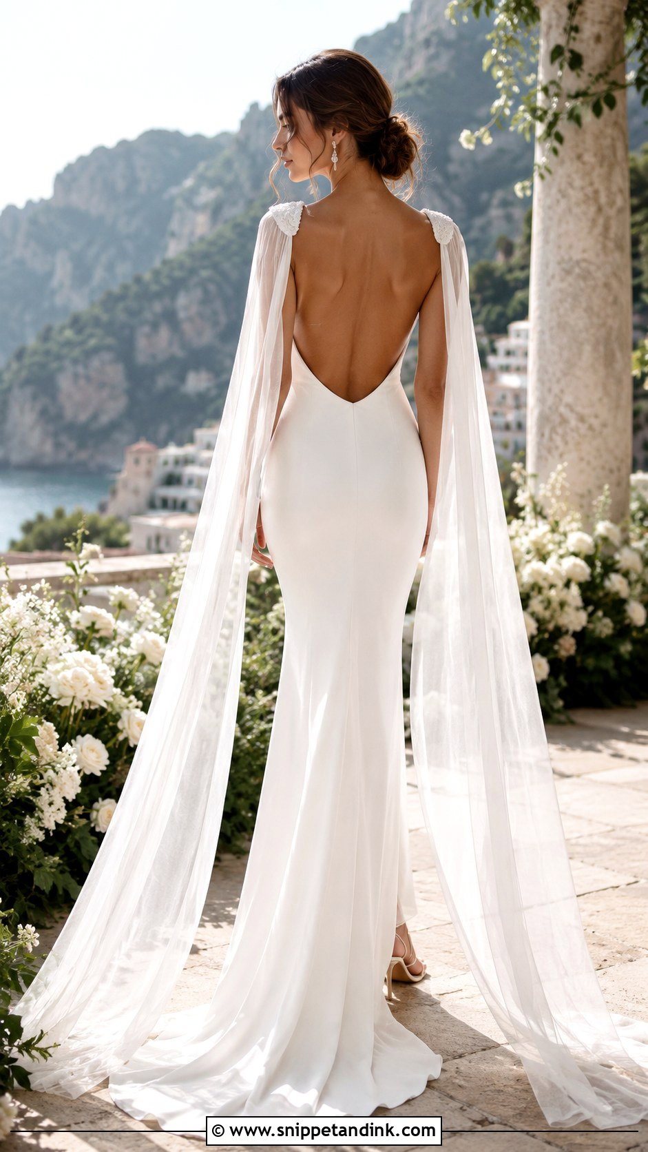 Backless Cape Wedding Dress - Snippet and Ink - 30 Cape Wedding Dress Ideas