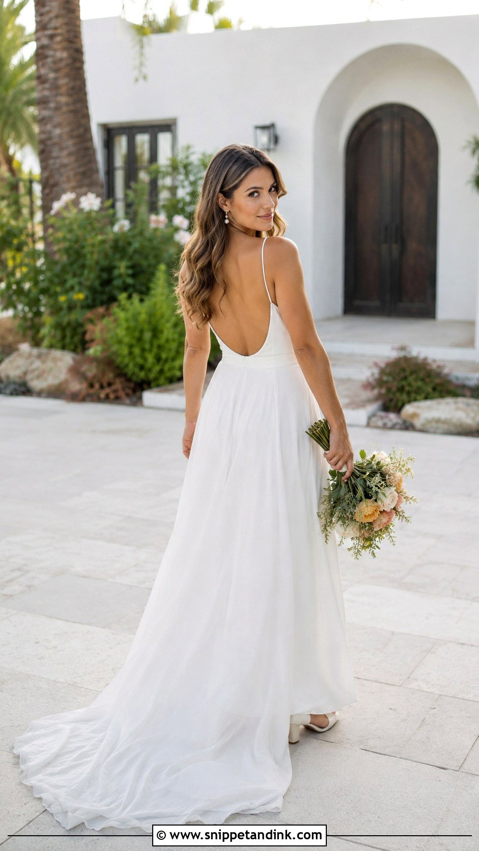 Backless Chiffon Wedding Dress - Snippet and Ink - 25 Backless Wedding Dresses