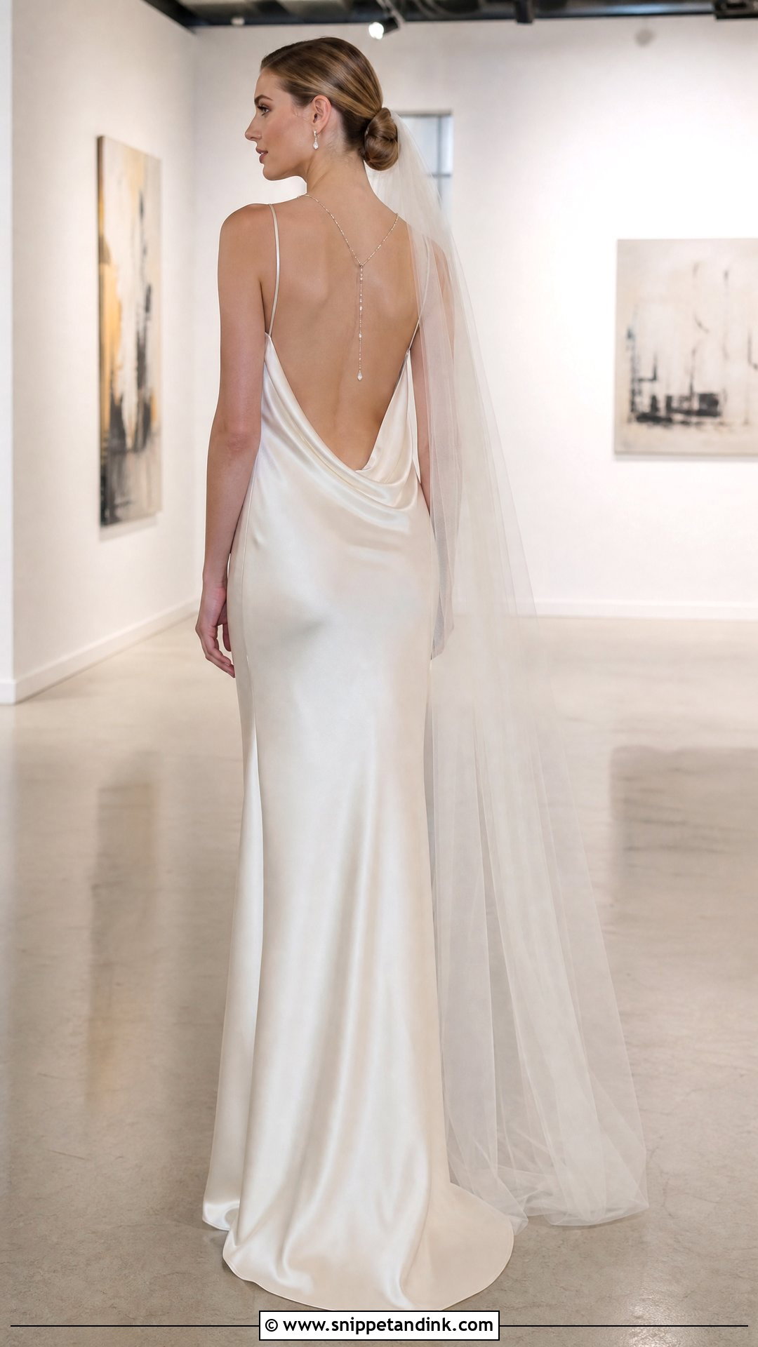 Backless Cowl Neck Wedding Dress - Snippet and Ink - 20 Wedding Dress for Tall Bride Ideas