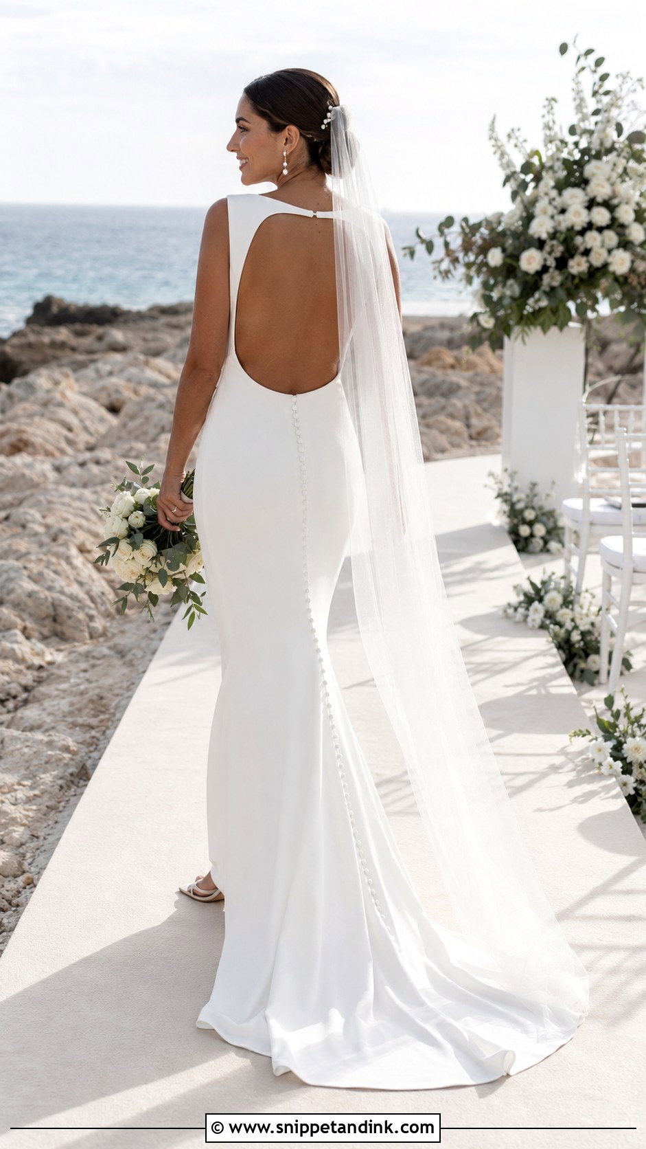 Backless Crepe Beach Wedding Dress - Snippet and Ink - 20 Beach Style Wedding Dresses