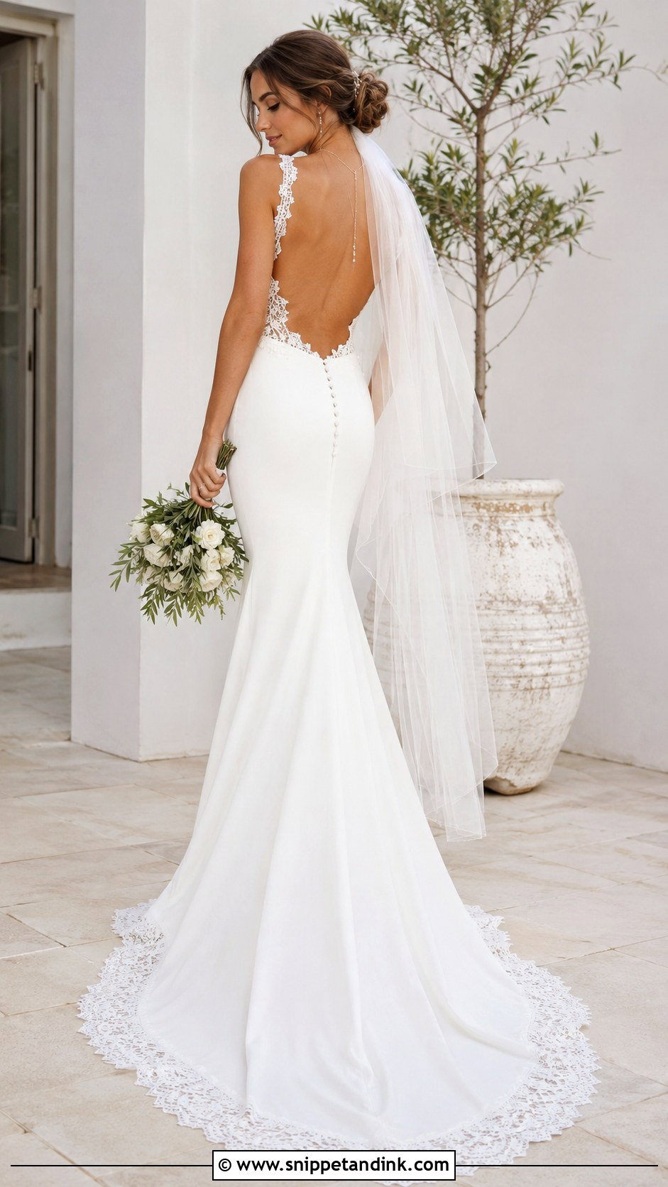 Backless Crepe Boho Glam Wedding Dress - Snippet and Ink - 20 Boho Glam Wedding Dress Ideas