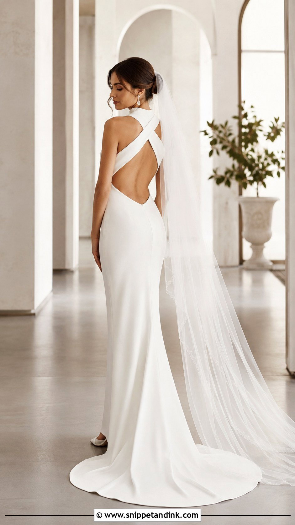 Backless Crepe Wedding Dress - Snippet and Ink - 20 Lightweight Wedding Dress Ideas