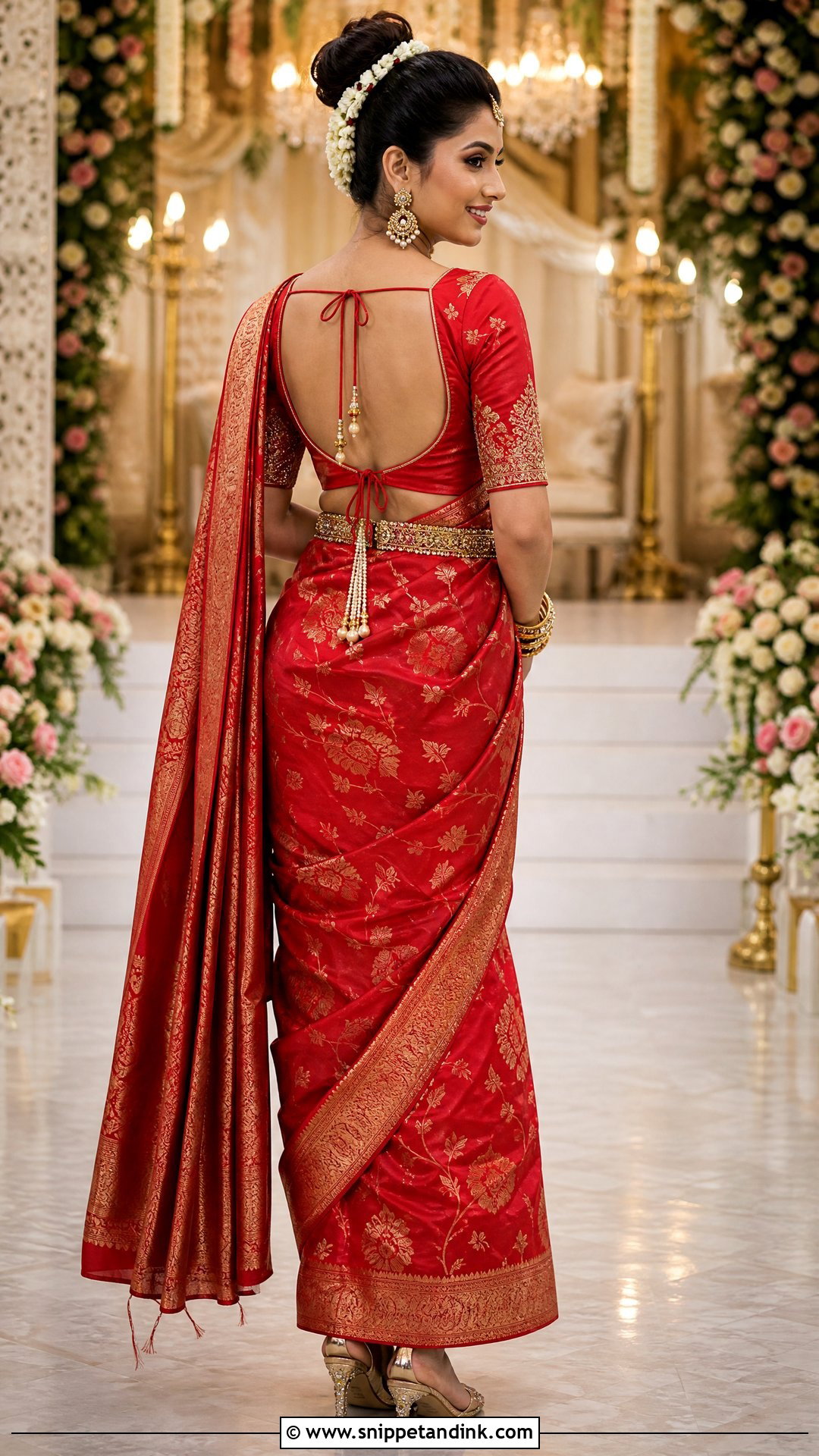 Backless Dori Wedding Blouse Design - Snippet and Ink - 20 Wedding Blouse Design Ideas