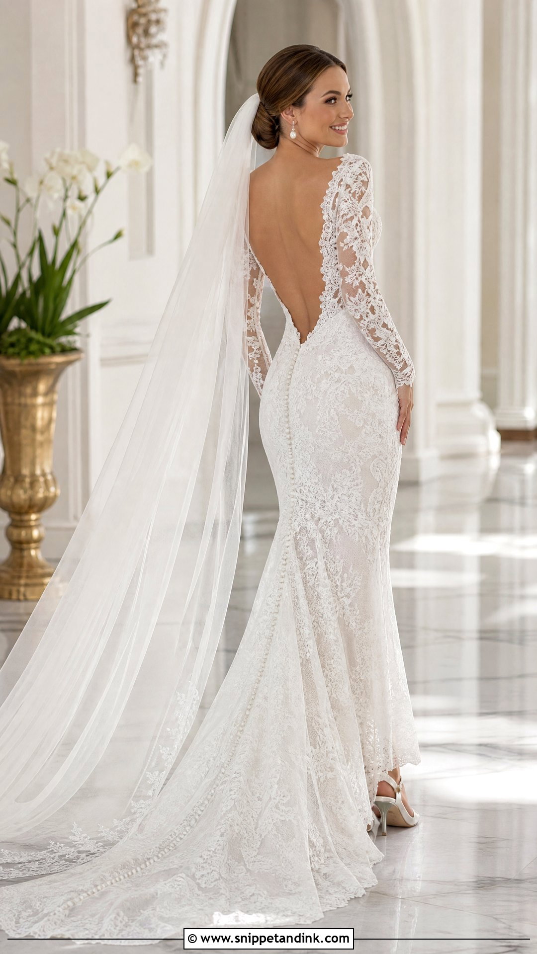 Backless Lace Long Sleeve Wedding Dress - Snippet and Ink - 25 Vintage Long Sleeve Wedding Dress Ideas