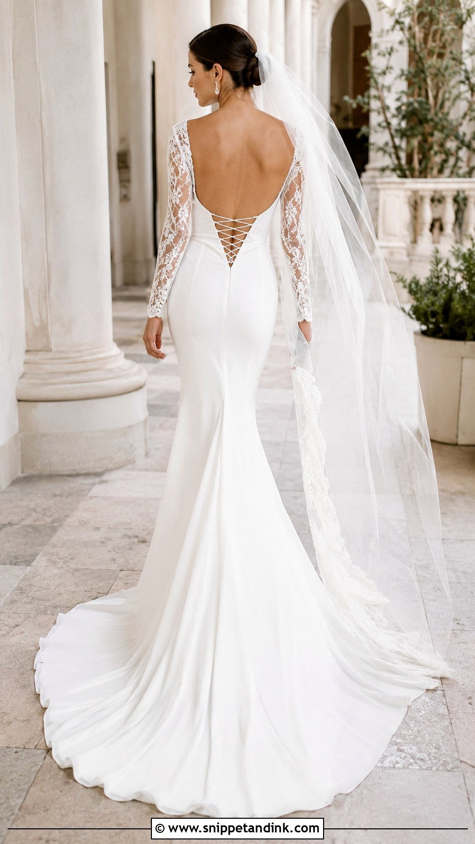 Backless Long Sleeve Corset Wedding Dress - Snippet and Ink - 20 Long Sleeve Corset Wedding Dress Ideas