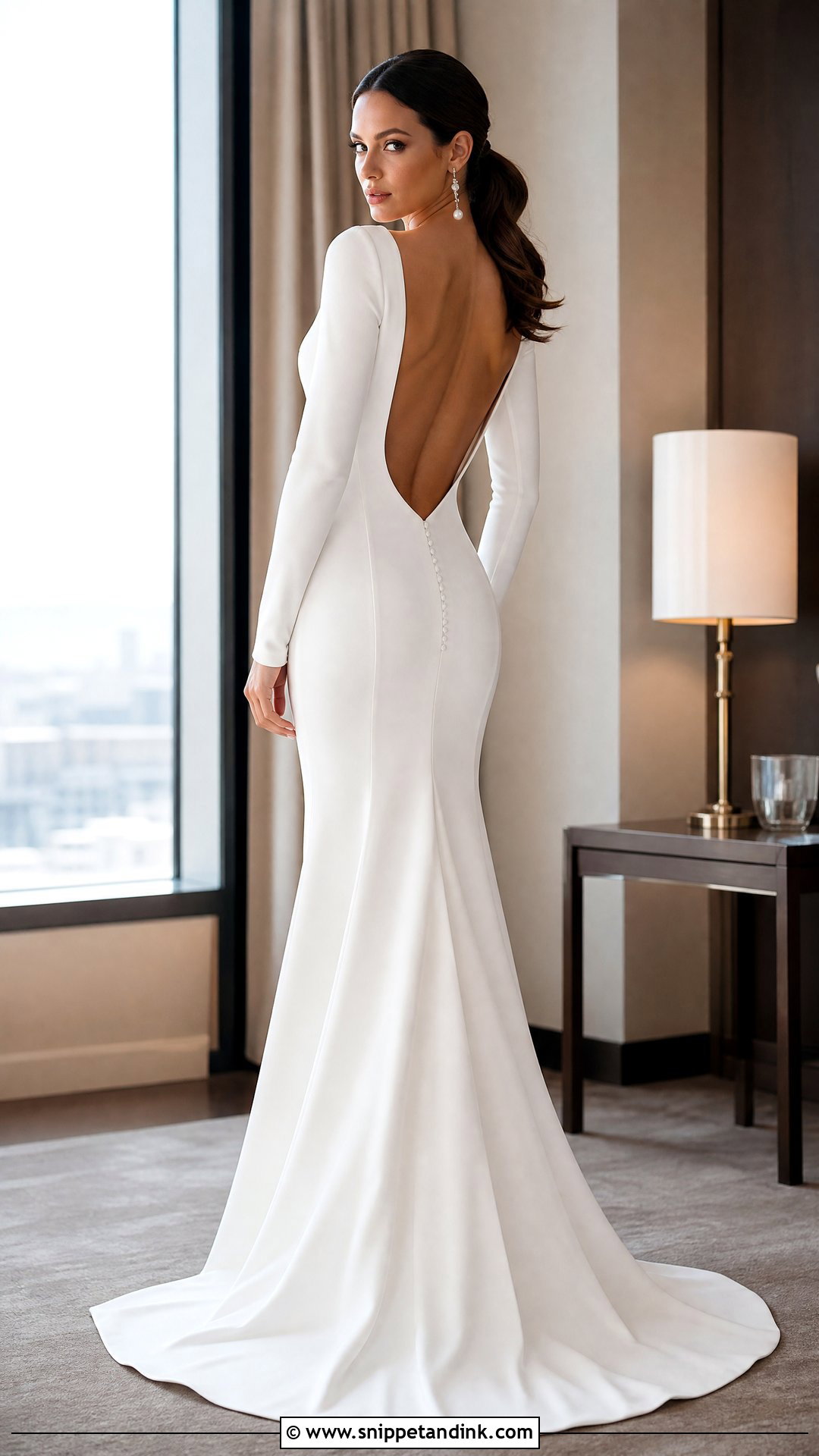 Backless Long Sleeve Fit And Flare Wedding Dress - Snippet and Ink - 25 Long Sleeve Backless Wedding Dress Ideas