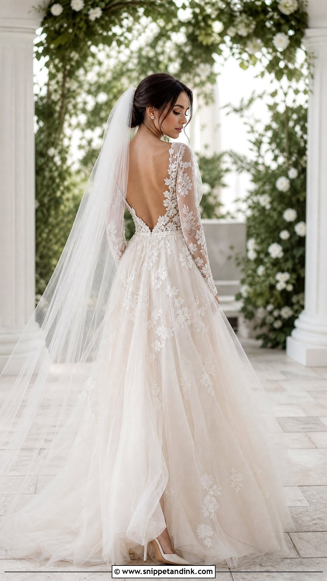 Backless Long Sleeve Tulle Wedding Dress - Snippet and Ink - 25 Long Sleeve Backless Wedding Dress Ideas