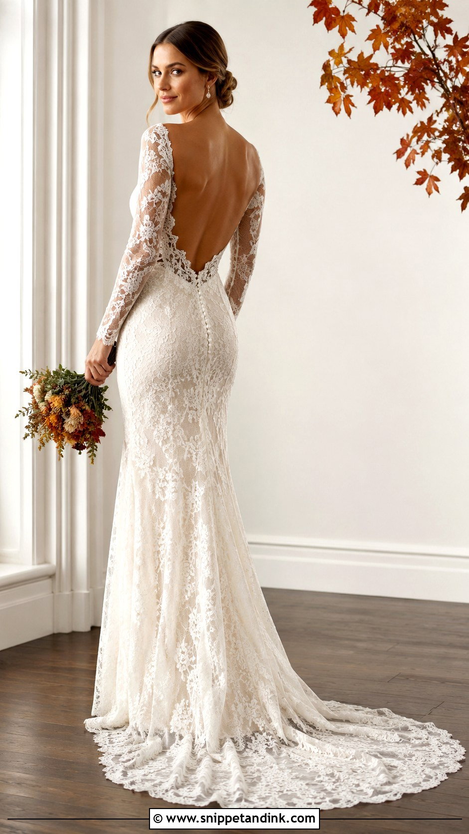 Backless Long Sleeve Wedding Dress - Snippet and Ink - 25 Backless Wedding Dresses