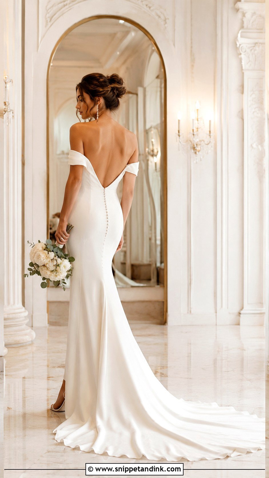 Backless Off Shoulder Wedding Dress - Snippet and Ink - 25 Backless Wedding Dresses