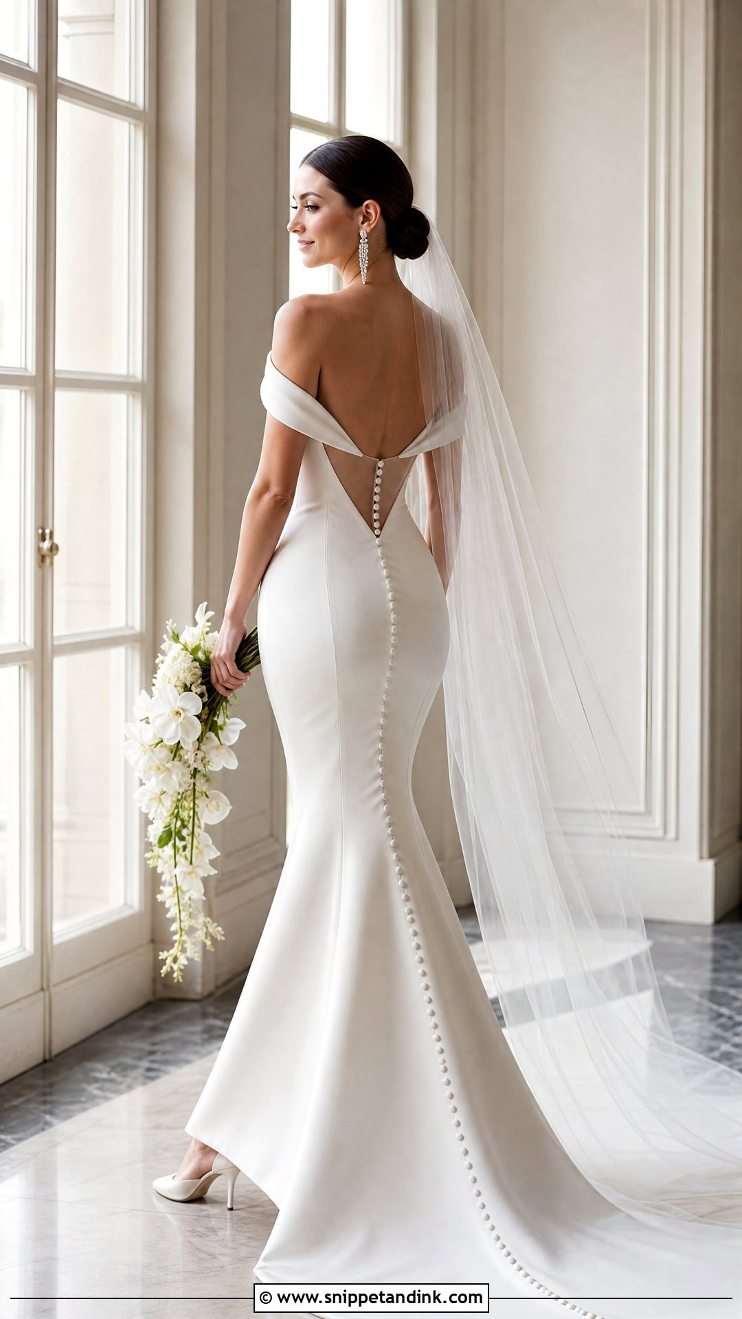 Backless Off the Shoulder Mermaid Wedding Dress - Snippet and Ink - 20 Off the Shoulder Mermaid Wedding Dress Ideas