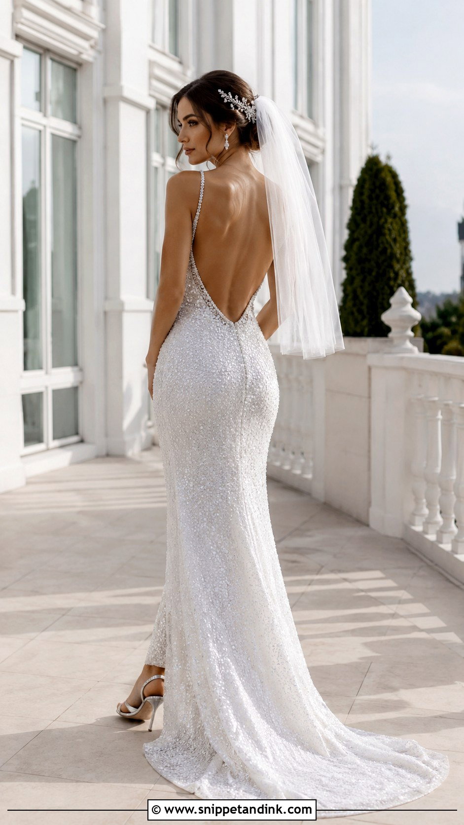Backless Rhinestone Wedding Dress - Snippet and Ink - 20 Bling Wedding Dresses