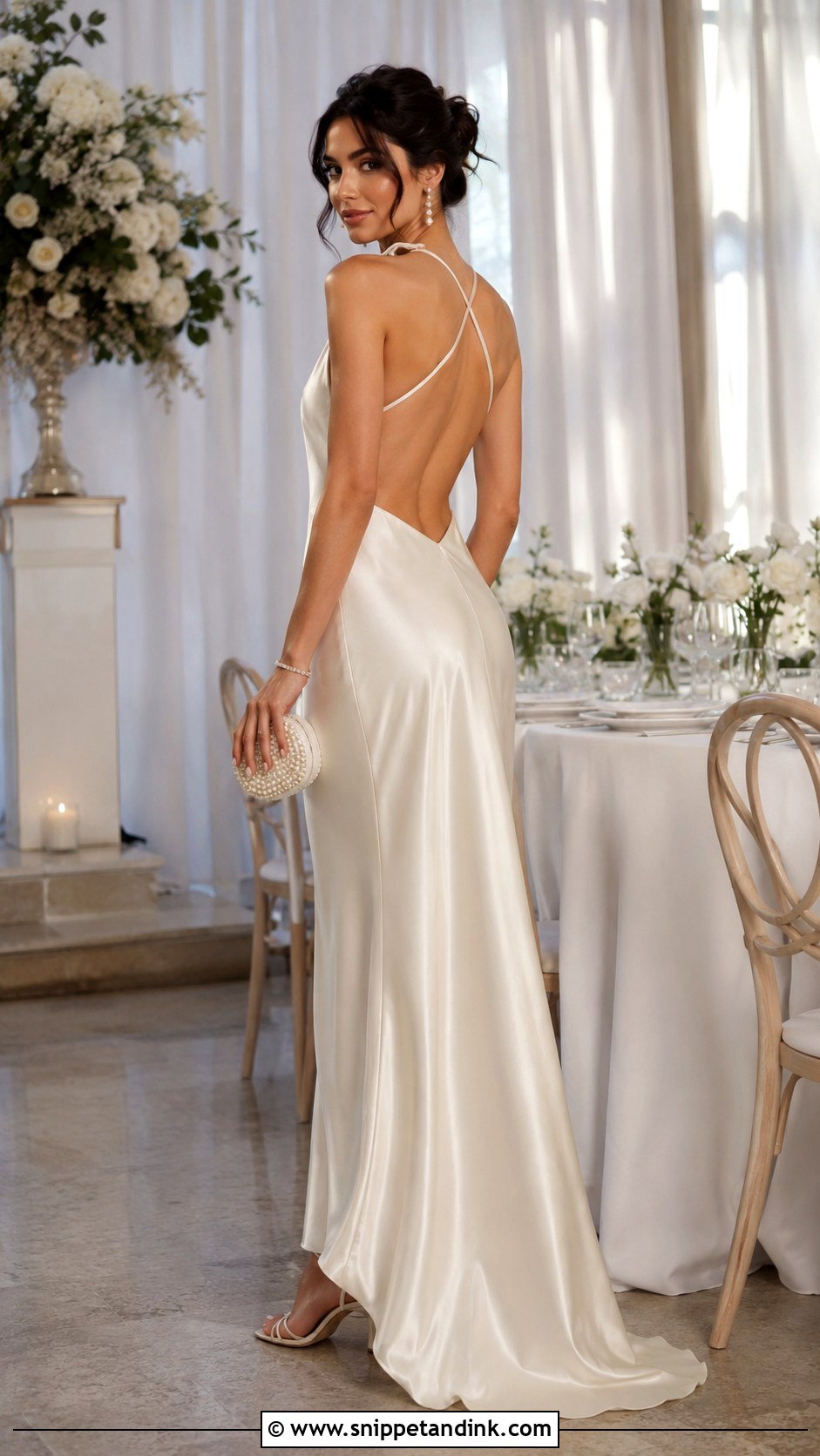 Backless Satin Reception Wedding Dress - Snippet and Ink - 20 Hailey Beiber Wedding Dress Ideas