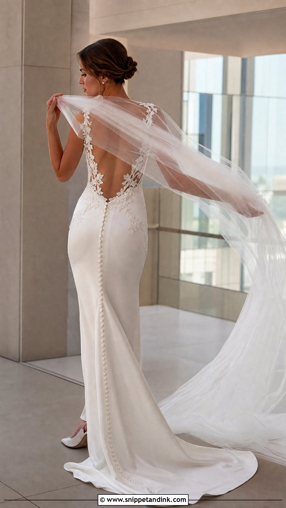 Backless Satin Wedding Dress With Lace Detail - Snippet and Ink - 20 Satin and Lace Wedding Dresses