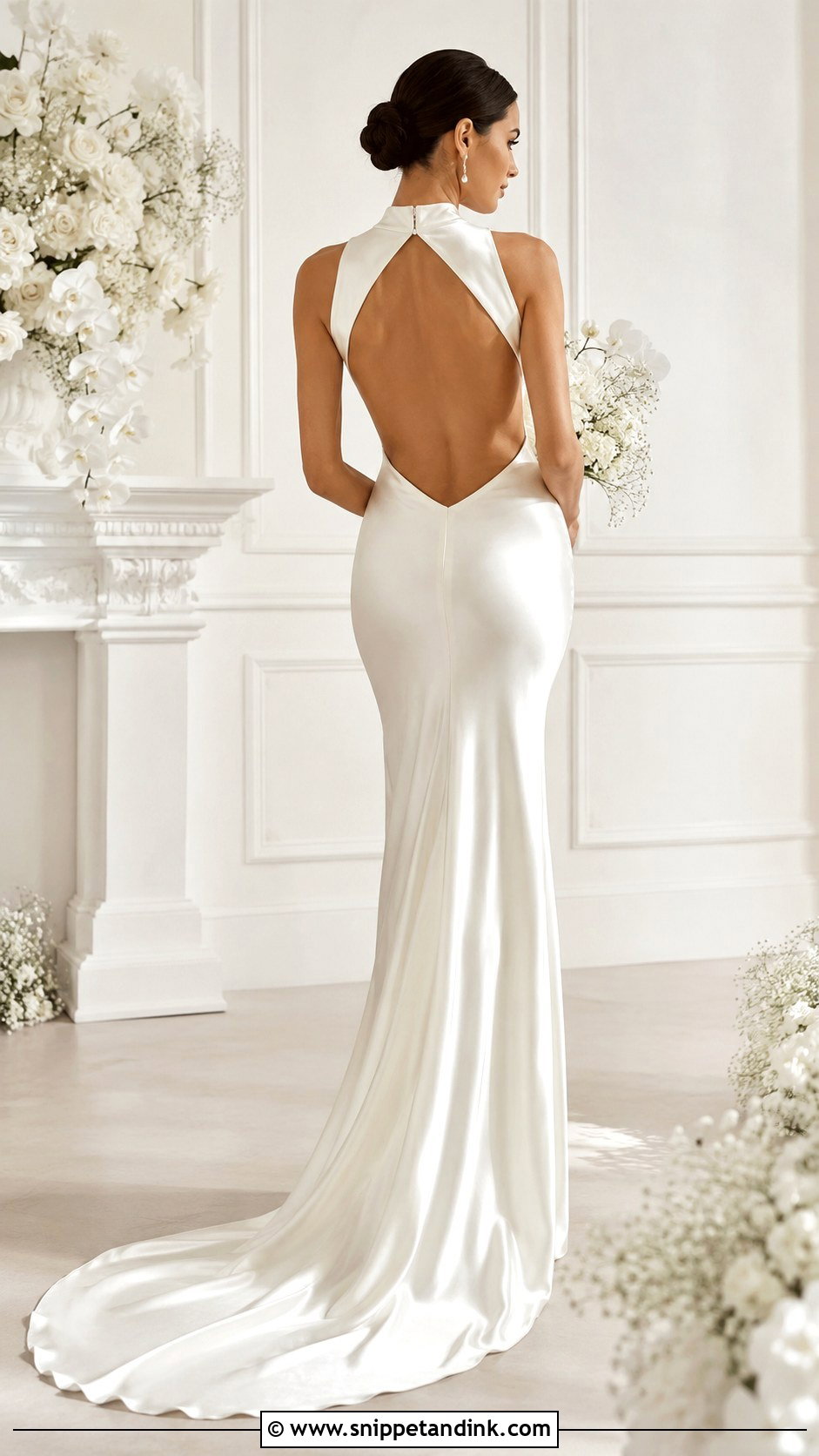 Backless Satin Wedding Dress - Snippet and Ink - 30 Old Hollywood Wedding Dress Ideas