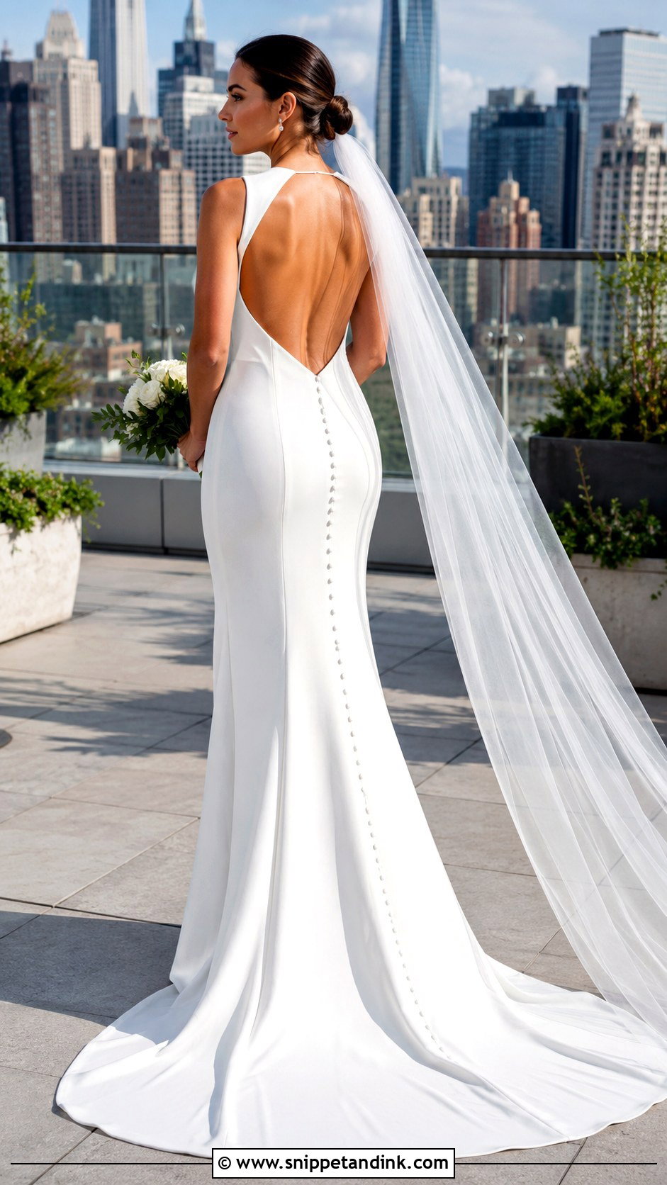 Backless Sheath Wedding Dress - Snippet and Ink - 20 Minimal Wedding Dresses