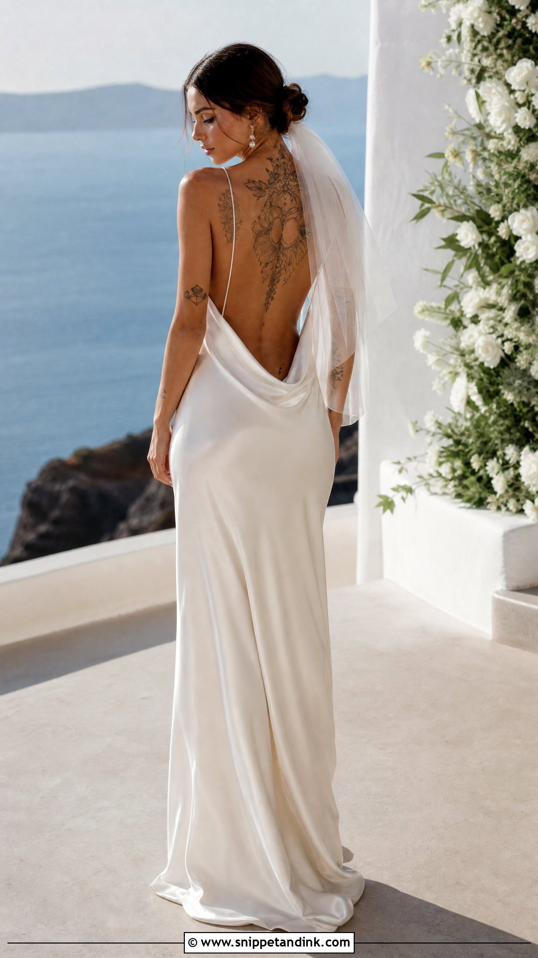 Backless Silk Slip Wedding Dress - Snippet and Ink - 20 Wedding Dresses Tattooed Women