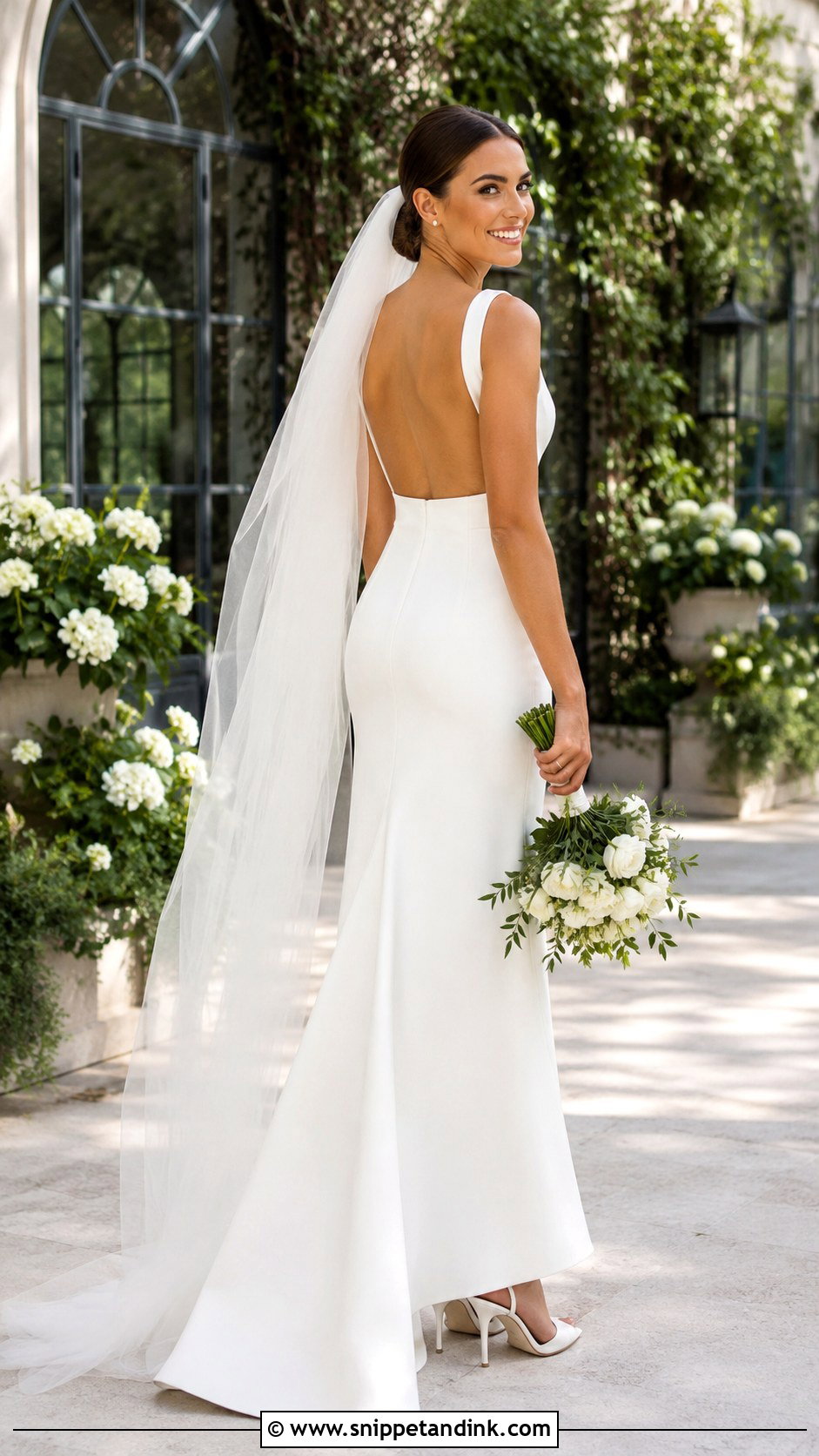 Backless Square Neck Wedding Dress - Snippet and Ink - 25 Backless Wedding Dresses