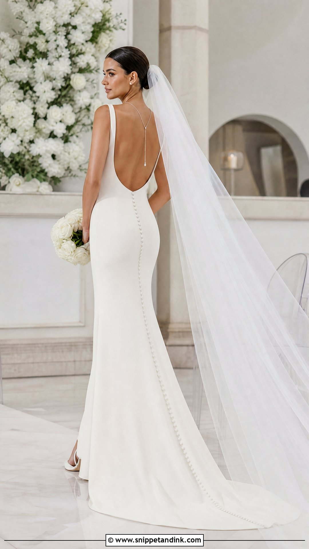 Backless Straight Wedding Gown - Snippet and Ink - 20 Straight Wedding Gown Ideas