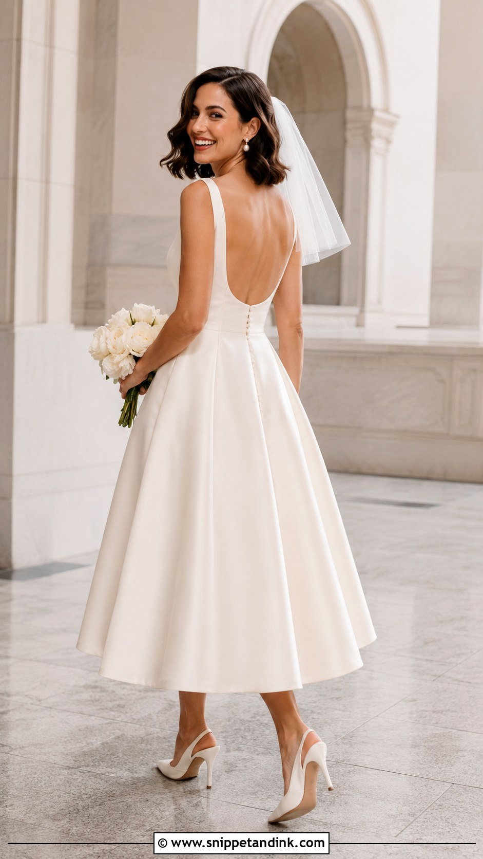 Backless Tea Length Wedding Dress - Snippet and Ink - 20 Backless Wedding Ideas