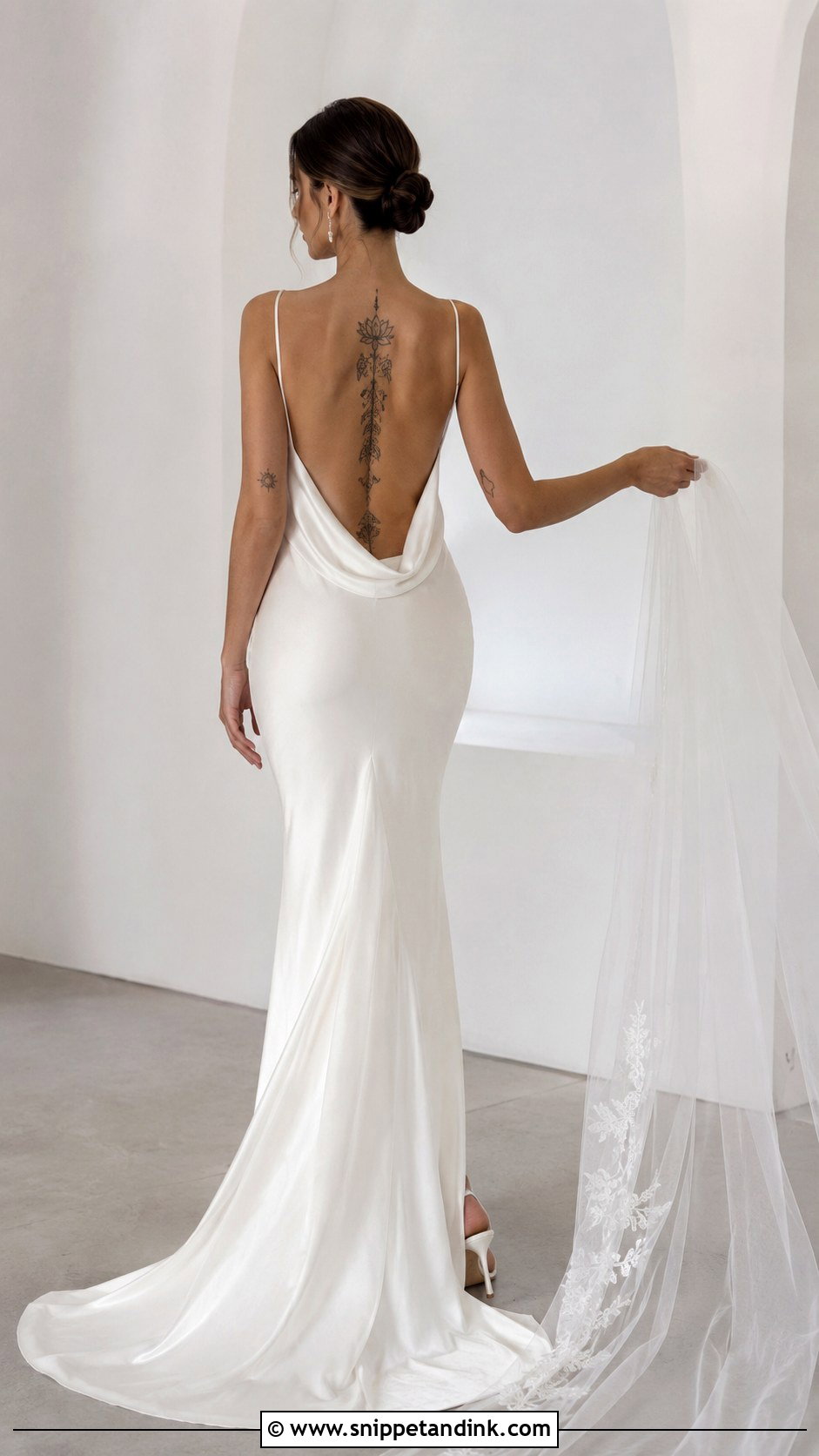 Backless Wedding Dress With Back Tattoos - Snippet and Ink - 25 Wedding Dress with Tattoos Ideas