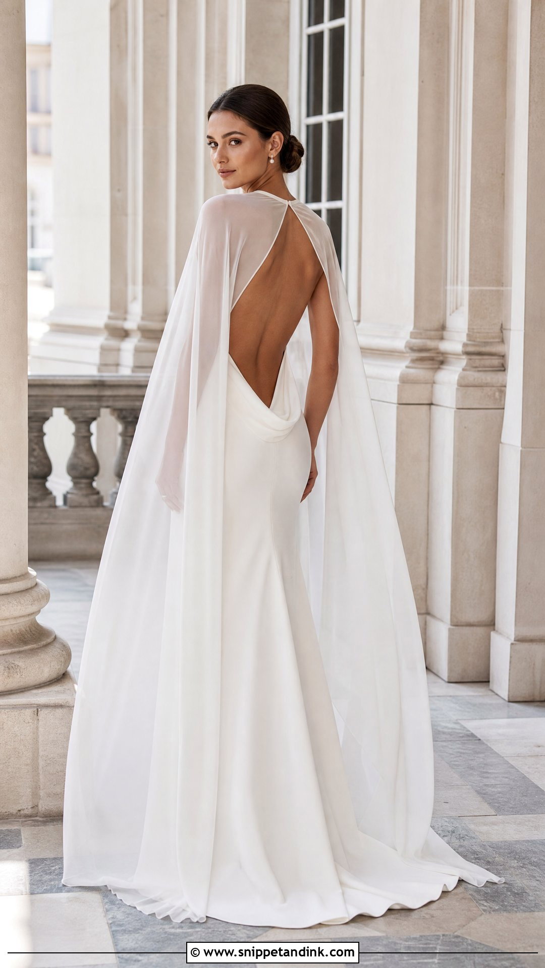 Backless Wedding Dress With Cape - Snippet and Ink - 35 Backless Wedding Dress Ideas