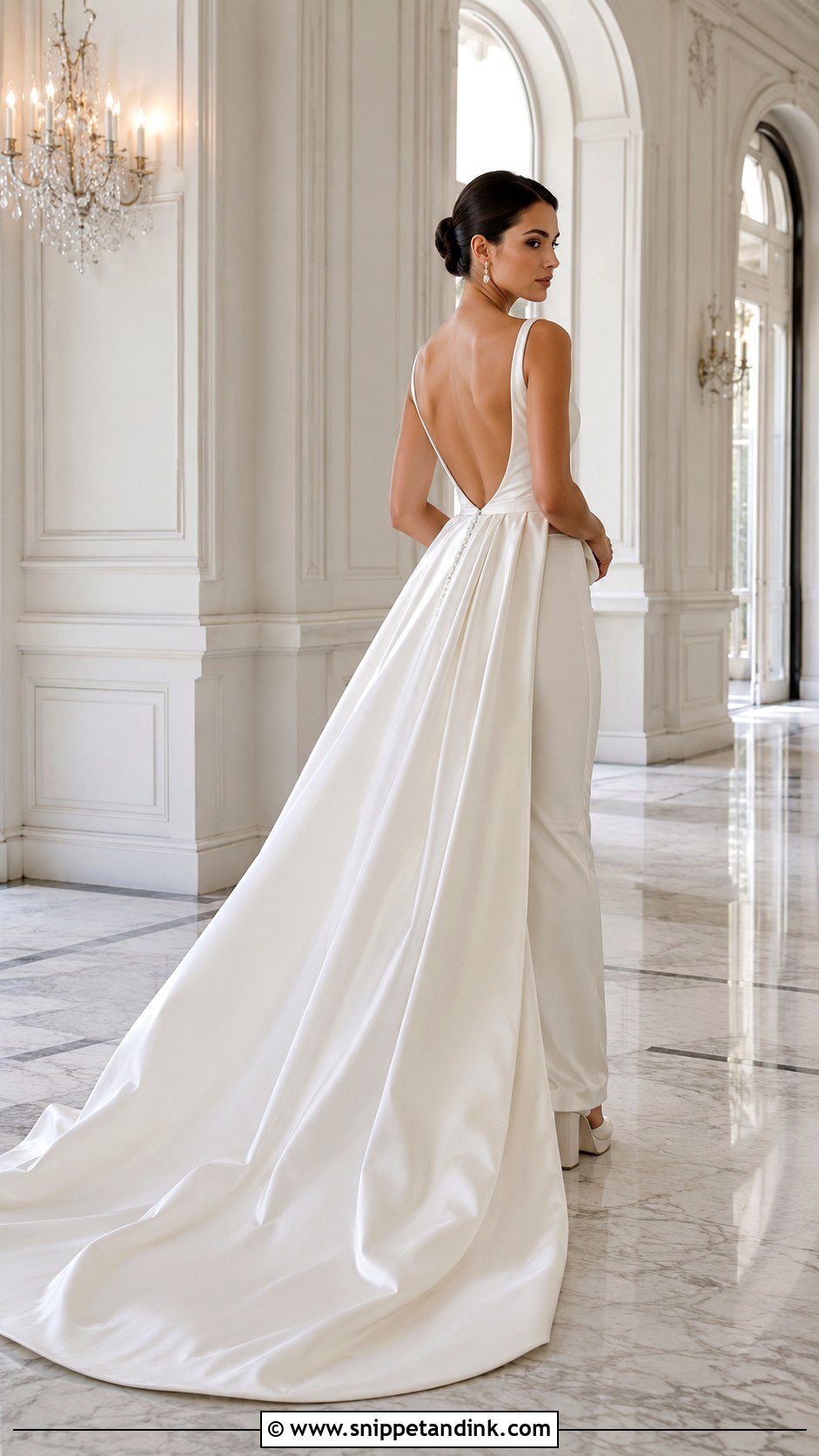 Backless Wedding Dress With Detachable Overskirt - Snippet and Ink - 20 Backless Wedding Ideas
