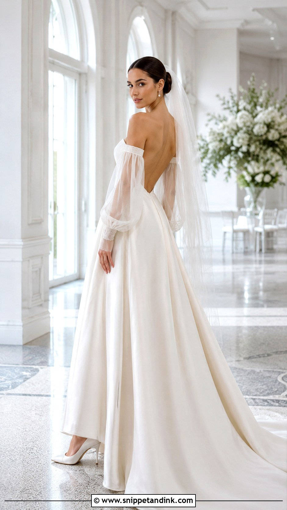 Backless Wedding Dress With Detachable Sleeves - Snippet and Ink - 20 Backless Wedding Ideas